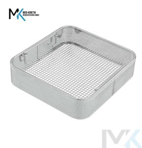 Flat base medical basket made of stainless steel from a trusted supplier in Germany for safe instrument handling